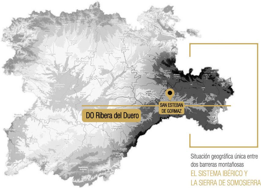 Mapa de situación de las Tierras de Soria dentro de la DO Ribera del Duero